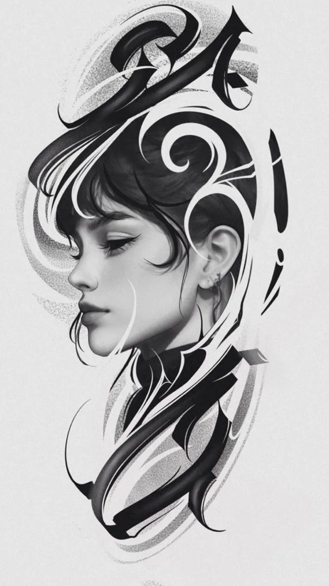 Flowing Beauty, original LS tattoo concept